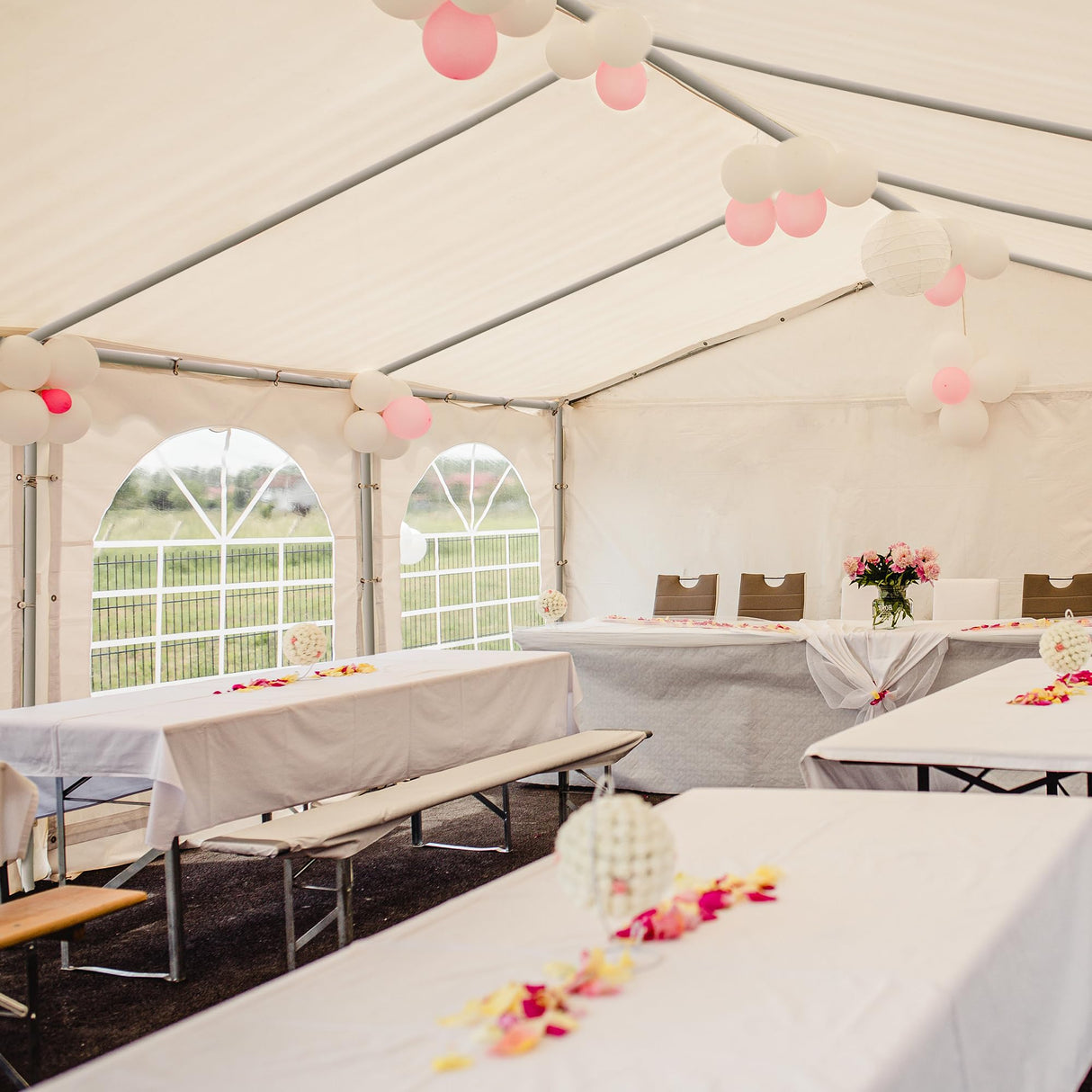 YITAHOME 13x26FT Party Tent Heavy Duty PVC Wedding Event Shelters White Upgraded Galvanized Ripple Canopy with Large Roof Removable Sidewalls & 2 Storage Bags 600D Oxford Commercial YITAHOME