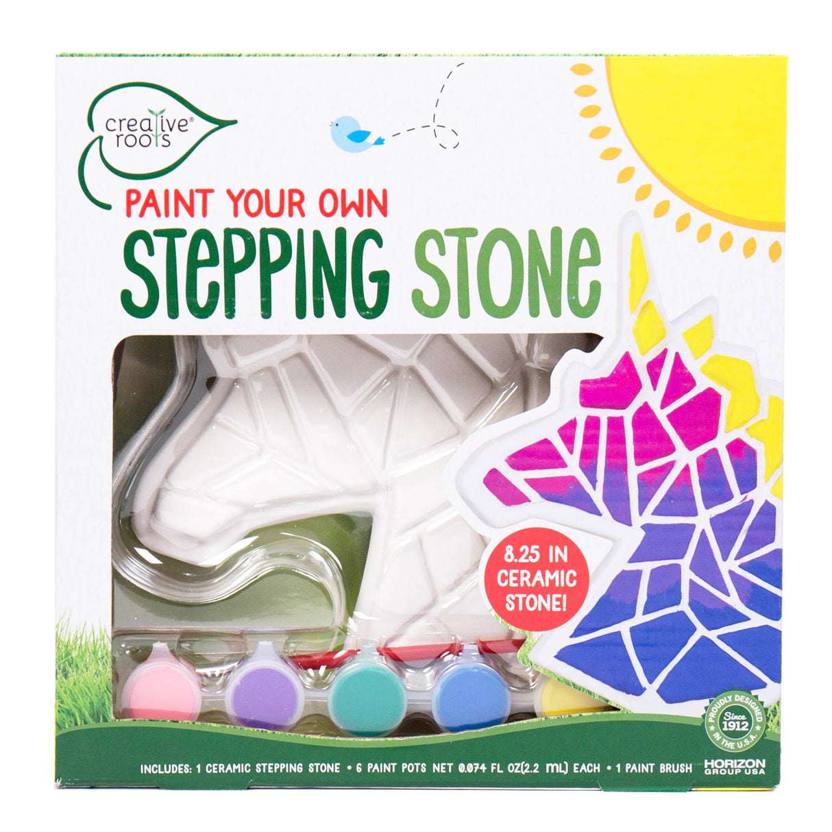 Creative Roots Mosaic Unicorn Stepping Stone, Includes 7-Inch Ceramic Stone & 6 Vibrant Paints, DIY Garden Stepping Stone Kit for Kids Ages 6+ Creative Roots