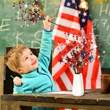 Jutom 6 Pcs 4th of July Decorations Patriotic Artificial Berry Stem Picks 13'' Independence Day Decor White Blue Red Stars Memorial Day Faux Berry Branches Table Centerpiece Decor for Home Office Jutom