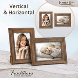 Icona Bay 5x7 Chestnut Brown Picture Frame, Rustic Wood Pattern, Lightly Distressed Frame for Table Top Display or Wall Mount, Traditions Collection Icona Bay