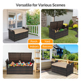 VINGLI 40 Gallon Outdoor Storage Bench with Cushion, Rattan Storage Box, Patio Wicker Deck Box with Seat for Garden | Balcony | Porch | Pool | Yard (Brown Frame + Beige Cushion) VINGLI