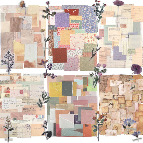 445 PCS Vintage Scrapbook Paper Journaling Scrapbooking Supplies Kit Aesthetic Decorative Craft Paper include 40 Sheet Flowers Stickers for Planner, Bullet Journaling, Junk Journal, Retro Crafts GNILLKO