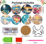 igoodom 8 Pcs Beach Diamond Art Coasters Kit with Holder, DIY Beach Diamond Painting Coasters for Beginners Adults, Non Slip Diamond Art Kits Craft Supplies 4x4inch igoodom
