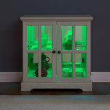KEIKI Curio Cabinet, Lighted Glass Display Cabinet w/ 2 Glass Doors & Adjustable Shelves, Lighted Showcase with LED Light Strip, White KEIKI