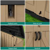 YITAHOME Outdoor Horizontal Storage Shed with X-Shaped Lockable Door, 35 Cu Ft Weather Resistant Resin Tool Shed w/o Shelf, Ideal for Bike, Trash Cans, Garden Tools, Lawn Mowers, Brown YITAHOME