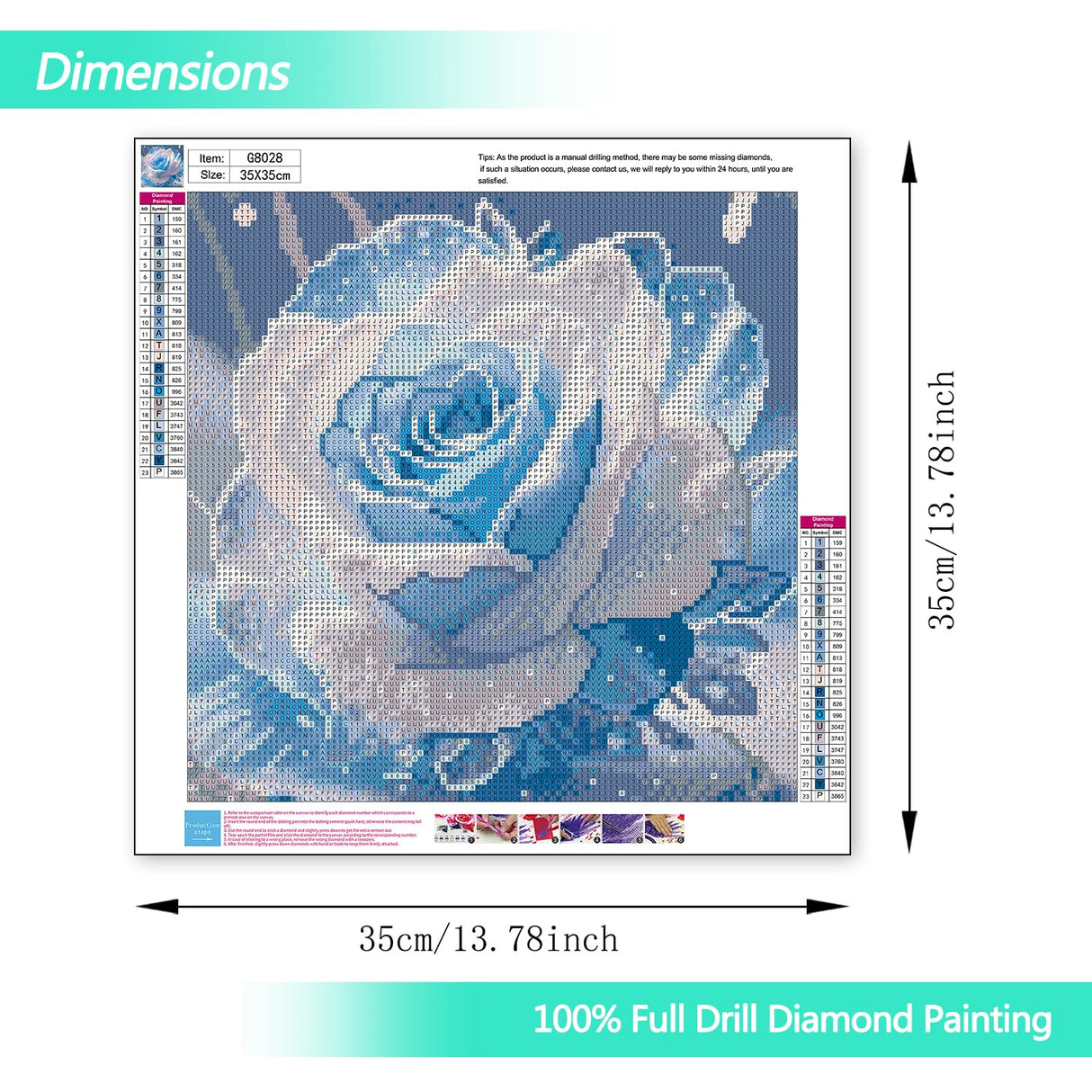 Rose Diamond Art Kits for Adults,Crystal Flower DIY Diamond Painting Kits for Adult Beginners,Full Drill Round Gem Painting Art Craft for Home Wall Decor 14x14 Inch. MBNTJHT
