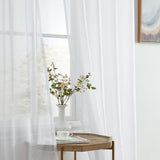 HLC.ME 2 Piece Semi Sheer Voile Window Treatment Curtain Grommet Panels for Bedroom (54" W x 108" L, White) HLC.ME