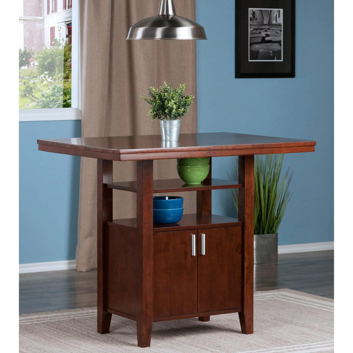 Winsome Albany High Dining Table, Walnut, 29.92 in x 41.73 in x 35.83 in Winsome