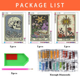 3 Pack Tarot Diamond Art Kits for Adults - Diamond Painting Kits for Adults Beginner, DIY 5D Full Drill Gem Art for Home Wall Decor 12x16 inch Axquilon