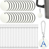 Landical 12 Sets Sublimation Charm Accessories for Cup Name ID Charm for Tumbler Cup MDF Single Side Sublimation Blanks Bulk with Chains Jump Rings for DIY Crafts Gift for Friend (Round) Landical