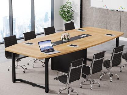 Tribesigns 8FT Conference Table, 94.5L x 47.2W inch Large Meeting Table, Modern Rectangular Seminar Table for Office Meeting Conference Room, Metal Frame - WoodArtSupply