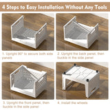 Stackable Plastic Storage Basket, 3 Pack Foldable Closet Organizers and Storage Bins with Wheels, Collapsible Drawer Shelf Storage Box Container for Office Bedroom Closet Wardrobe Kitchen Bathroom BUZIFU