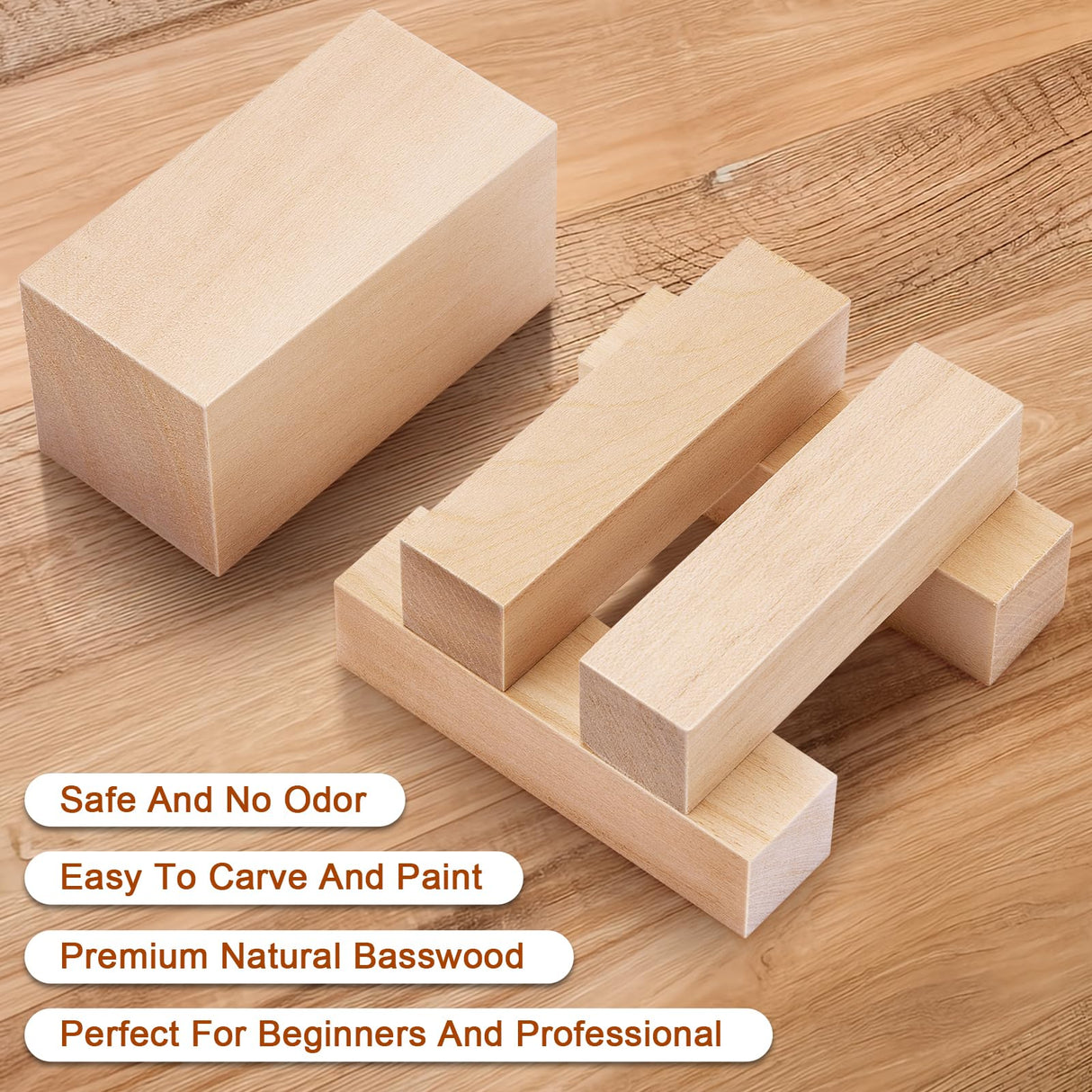 7 Pcs Basswood Carving Blocks,Wood Carving Blocks Set,2 Different Size Whittling Wood Blocks for Craft Carving Wooden Blocks,4x1x1 and 4x2x2 Inch Bass Wood, for Wood Carving Wood Crafts SOKOSEY