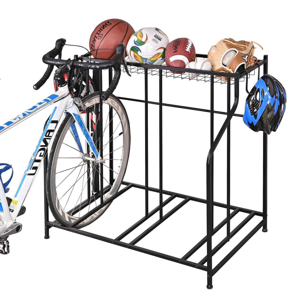 Mythinglogic Garage Bike Storage Rack, Freestanding Organizer for Adult or Kids Bike, 3 Bicycle Holder for Indoor and Outdoor Use Mythinglogic