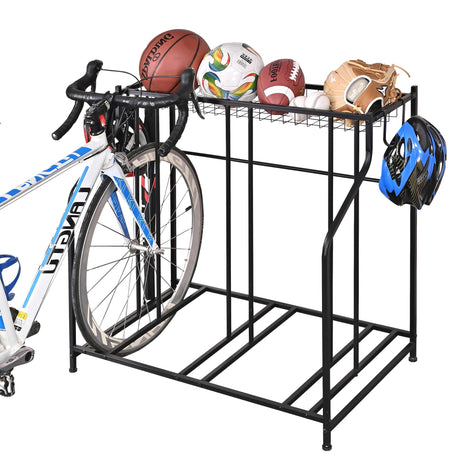 Mythinglogic Garage Bike Storage Rack, Freestanding Organizer for Adult or Kids Bike, 3 Bicycle Holder for Indoor and Outdoor Use Mythinglogic