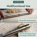 Ultra Cuisine French Rolling Pin for Baking – Tapered Stainless Steel Design with Measurements, Professional or Home Use with Pizza, Cookie, & Pastry Dough, or Fondant and Pie Crust – Dishwasher-Safe Ultra Cuisine