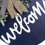 Sattiyrch Welcome Sign for Front Door Round Wood Sign Hanging for Farmhouse porch Door Decoration (Blue) Sattiyrch
