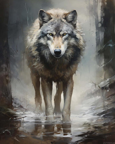 ZUVRDIAI Paint by Numbers Wolf for Adults, Acrylic Oil Painting by Numbers Kits for Beginner with Brushes Paintwork Art Canvas for Home Decor 16x20 Inch