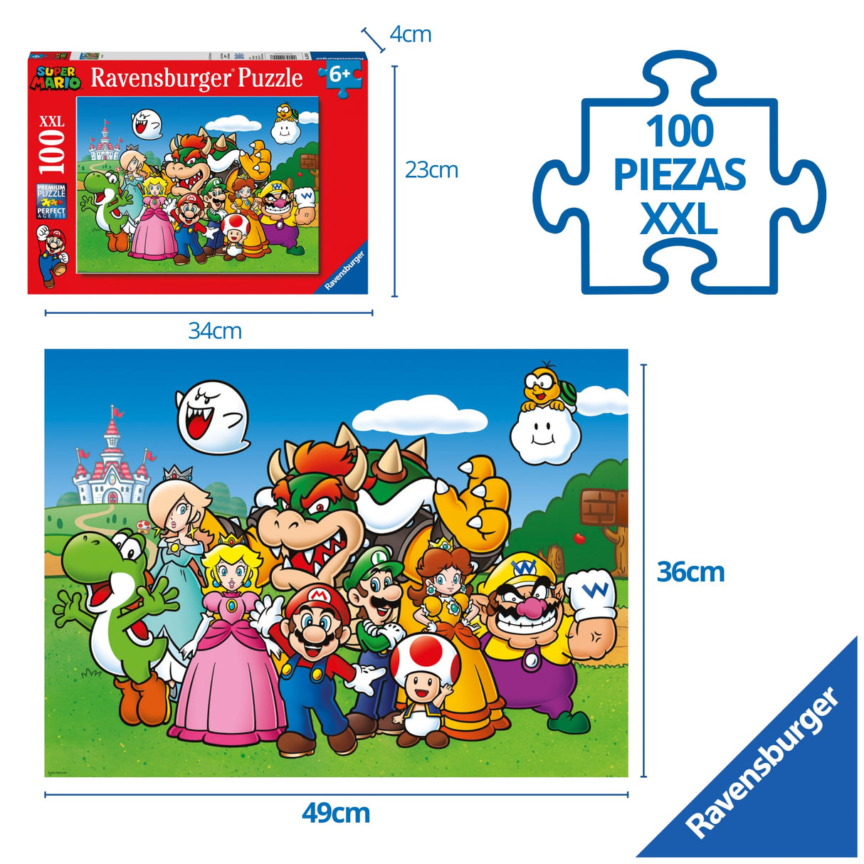 Ravensburger Super Mario - 100 Piece Jigsaw Puzzles for Kids Age 6 Years Up - Extra Large Pieces Ravensburger