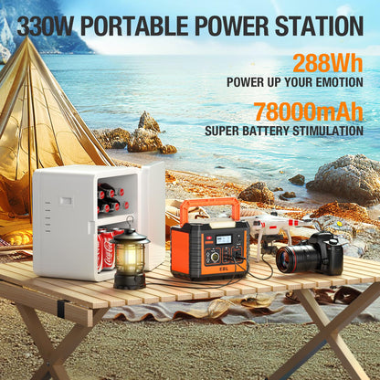 EBL Portable Power Station 300, 110V/330W Pure Sine Wave Solar Generator (Solar Panel Not Included) - Peak 600W Backup Lithium Batteries AC Outlet for Blackout Outdoors Camping Hunting Travel - WoodArtSupply