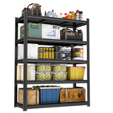 72" H Garage Shelving Metal Storage Shelves 5-Tier Adjustable Metal Shelving Units 3000Lbs Storage Shelves Heavy Duty for Basement, Commercial, Warehouse, Industrial, Black PRESTELION