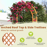HAPPYGRILL 7.7 FT Wooden Garden Arbor, Outdoor Wood Garden Trellis for Climbing Plants, Wedding Arch Pergola for Ceremonies Parties, Solid Wood Backdrop Stand, Greenhouse Patio Lawn Decoration HAPPYGRILL