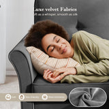 Welzona Sectional Couches for Living Room, 83" Velvet Modern 3 Seater Sofa, L Shaped Couch with Ottoman, Small Sectional Couch Sofas for Living Room, Bedroom, Apartment, Office, Grey Sofa Welzona