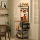 Honkazita Farmhouse Coffee Bar Cabinet 23 Inch Width with Coffee Storage Case,Coffee Station Bar Cabinet with 5 Hooks for Kitchen, Dining,Living Room Honkazita