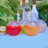Fish Bowl for Drinks - Sphere Shaped Durable Drinking Party Cups with Cover, 4-Pack (22 oz) - Fun, Unique Design Sits Flat, 4 Straws Included - Great for Dinner and Cocktail Parties and Outdoor Use Kwirkworks