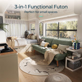 LINSY HOME Futon Sofa Bed - Convertible Corduroy Futon Couch Bed with Adjustable Backrest, Modern Small Loveseat Sleeper Sofa for Small Spaces, Living Room, Apartment or Office (Green) LINSY HOME