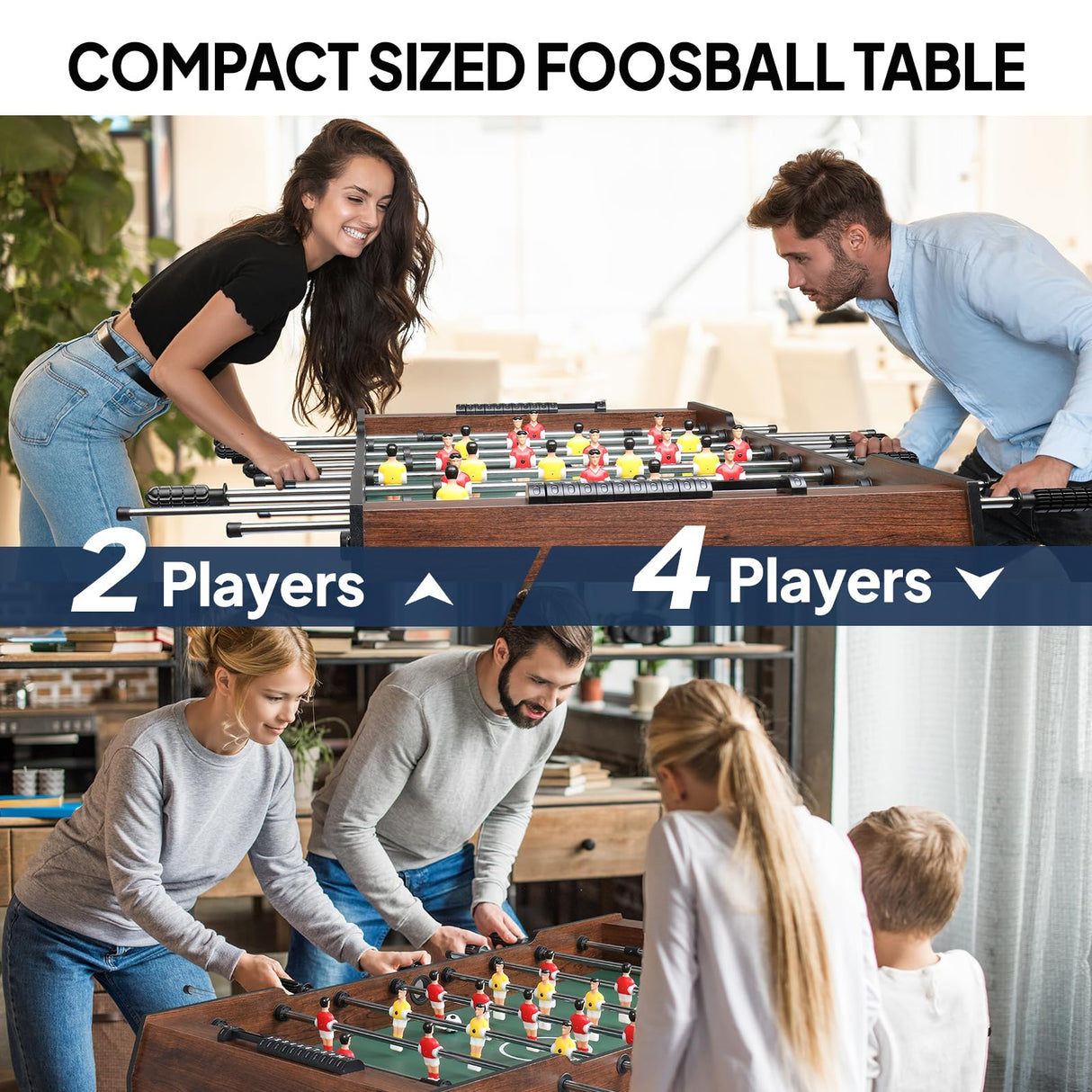 PEXMOR 48" Foldable Foosball Table Adult Size, Soccer Game Table for Kids & Adults, Folding Foosball Tables for Game Room, Home, Arcade w/Rolling Wheels & 2 Balls PEXMOR