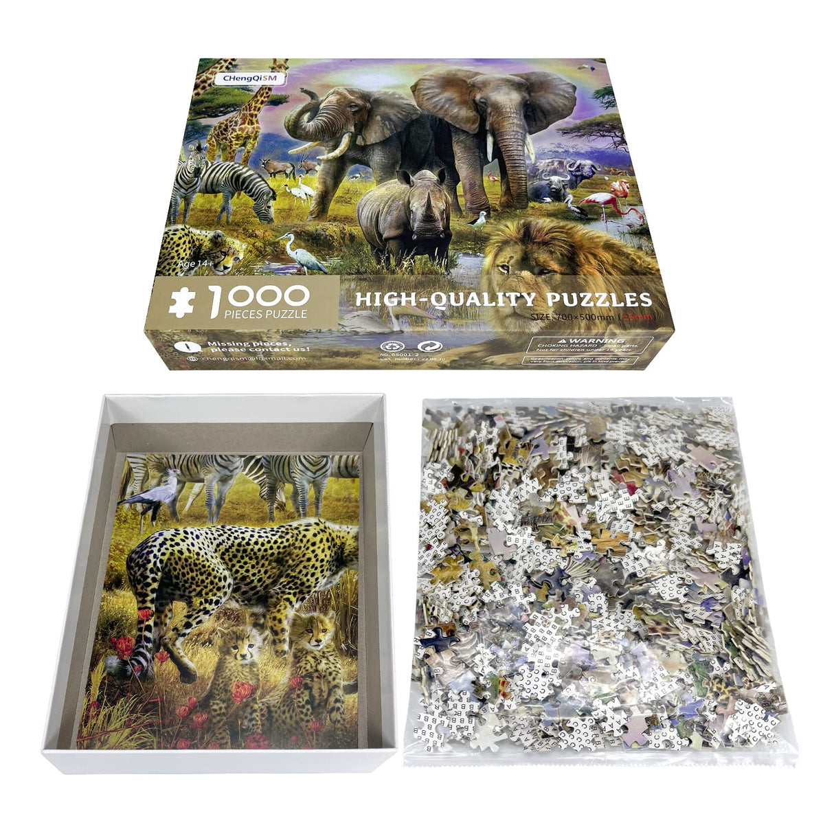 1000 Pieces African Animal Puzzles Jungle Scene African Beasts Elephant Jigsaw Puzzle for Adults Animal World Jigsaw Puzzles Home Decoration School Supplies Jigsaw Puzzles 1000 Pieces for Adults CHengQiSM