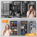 AFAIF Metal Garage Cabinets with Wheels, Heavy Duty Rolling Storage Cabinet with Lock, Storage Caninet with 2 Doors and 4 Shelves, Tall Tool Cabnet on Wheels for Workshop/Home/Office-(Black Gray 75”H) AFAIF