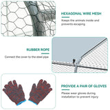 DWVO Large Metal Chicken Coop with Top Cover, 13.1'Lx9.8'Wx6.4'H Large Poultry Cage with Run, Chicken Run House Duck Cage Rabbits Coop for Outdoor Yard Farm DWVO