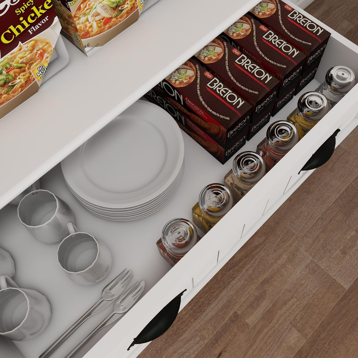 OQSC 72" Tall Kitchen Pantry and Storage Cabinet with Doors and Shelves, White Portable Pantry for Kitchen, Large Stand Alone Kitchen Pantry Storage Organizer OQSC