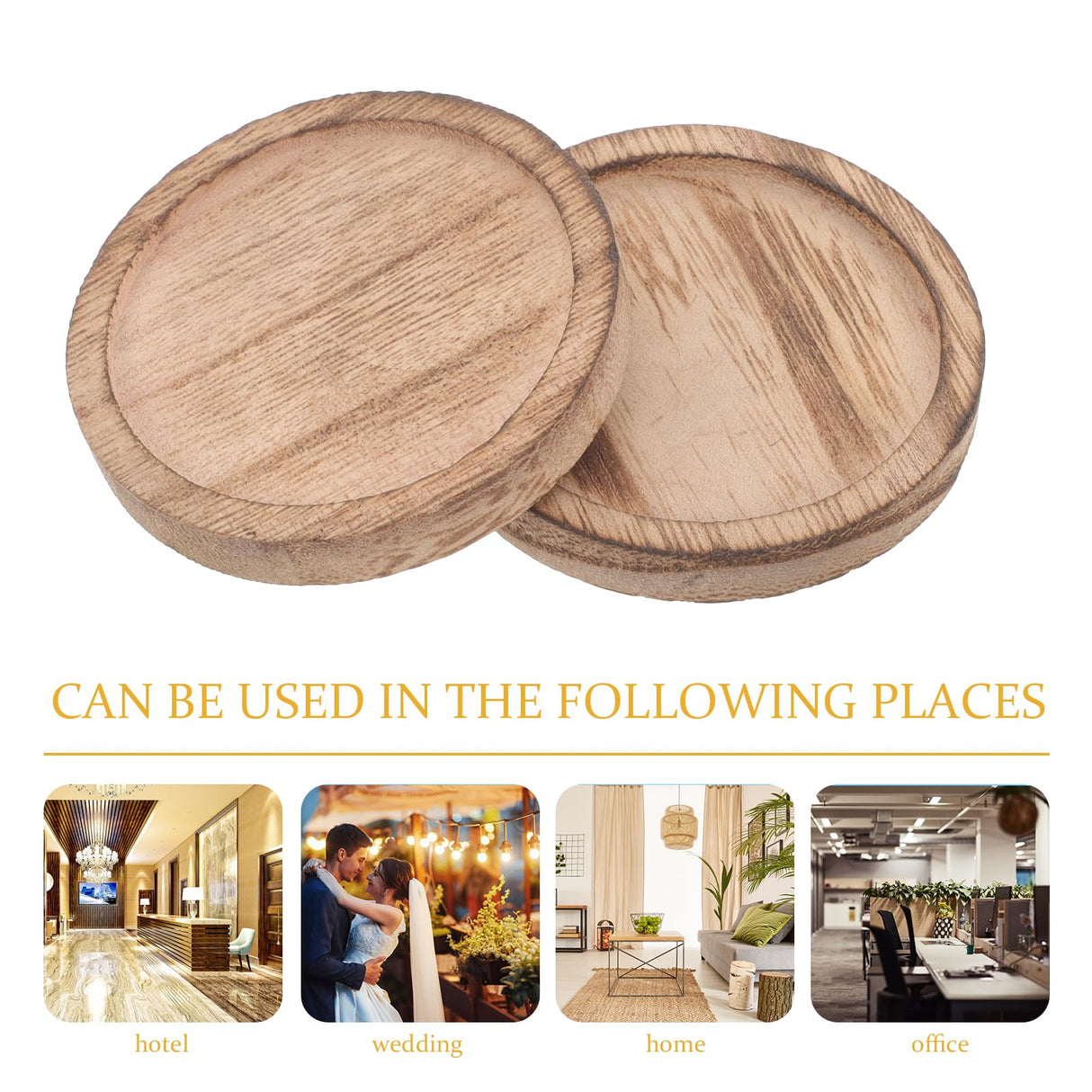 OSALADI 2pcs Rustic Wooden Candle Holder Farmhouse Tealight Candle Plate Pillar Candle Tray Coffee Table Centerpieces Plant Saucer Succulent Pot Wood Discs OSALADI