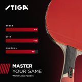 STIGA Pro Carbon Performance-Level Table Tennis Racket with Carbon Technology for Tournament Play - Red and Blue Colors Stiga