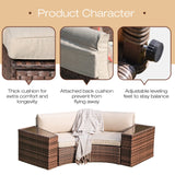 SUNSITT Outdoor Patio Furniture 4-Piece Half-Moon Curved Sofa Set PE Rattan Wicker sectional Set with 2 Side Tables SUNSITT