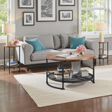 VEVOR 3 Pieces Round Coffee Table Sets, 31.5 in Industrial Living Room Table with 2 End Side Tables, Easy Assembly Coffee and End Tables Sets with Metal Legs, for Office, Living Room and Apartment VEVOR