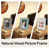 Vintage 4x6 Inches Wooden Picture Frame Pack of 3 Farmhouse Aqua Grey White - Rustic Thick Wood High Definition Glass Photo Frame Outside 6x8 Inches - 2 Ways Display Tabletop or Wall Mounted EXQUIDECA