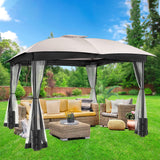 FAB BASED 10x12 Gazebo, Double Vent Canopy Gazebo for Outdoor with Privacy Netting, Easy Setup Patio Pavilion with Steel Frame Strong Legs for Lawn, Backyard, Deck (Ash Grey) FAB BASED