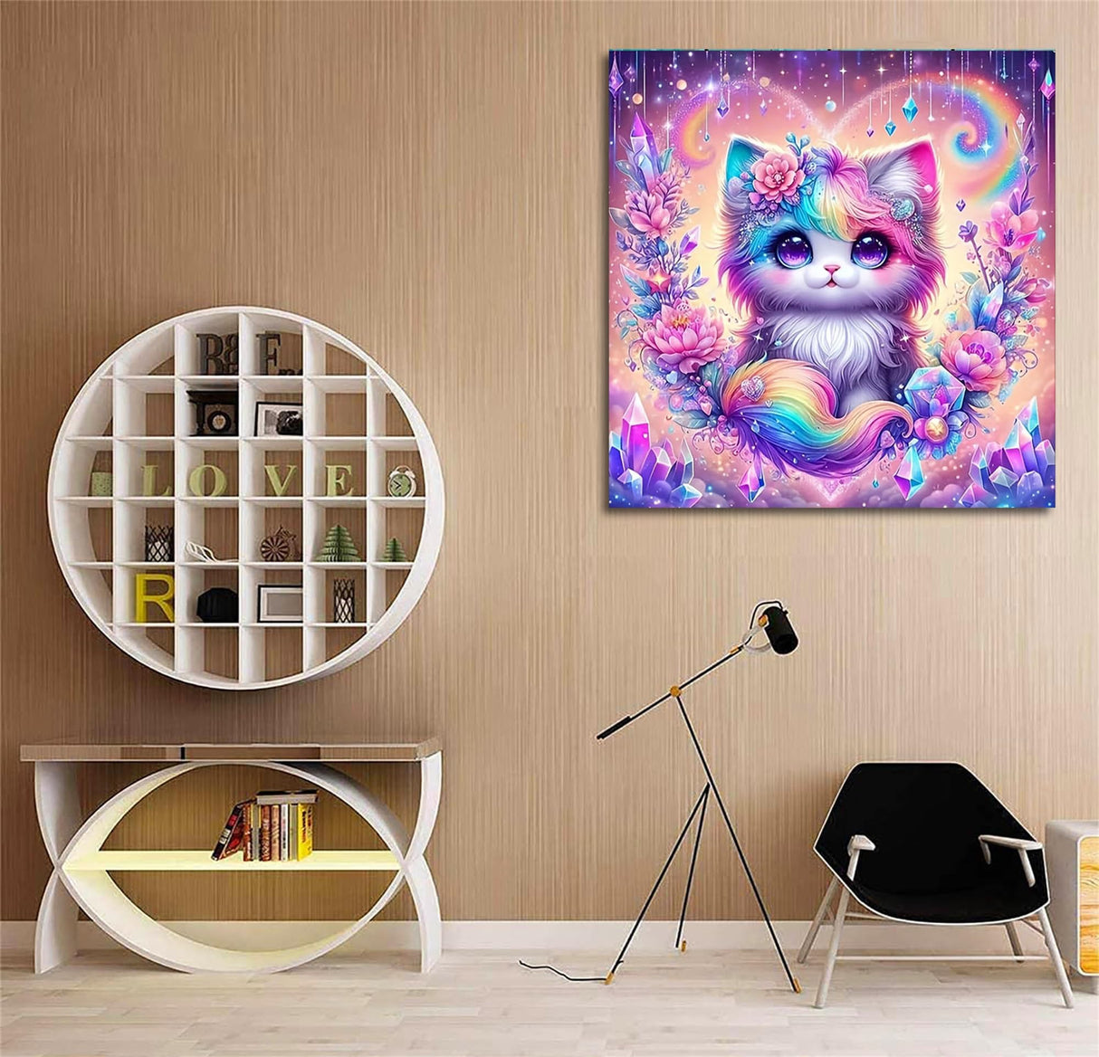 Hestarcul DIY Diamond Art Kits for Adults,5D Diamond Painting Kit for Beginner,Full Round Gem Art Paint by Diamond for Home Wall Decor,Gift for Adult. (cat) Hestarcul