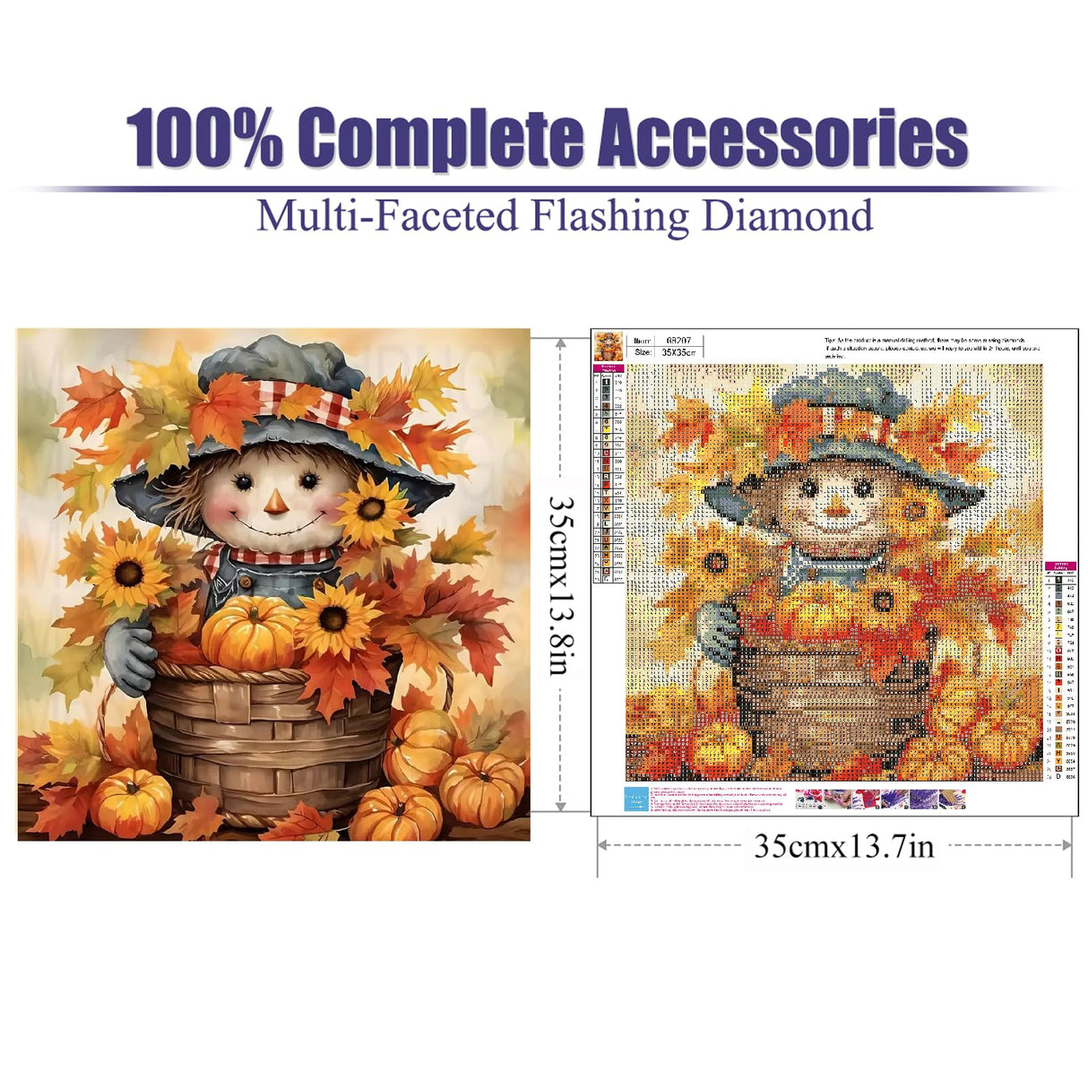 mjcakrn Fall Diamond Painting Kit for Adults, 5D Full Drill Diamond Art Painting, DIY Autumn Diamond Art Kits for Adults for Home Wall Decor 14 x 14 inches mjcakrn