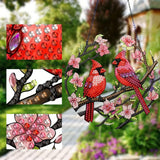 Generic DIY Hanging Diamond Pendant Special Shaped Crystal Diamond Art Painting Ornament Single Sided for Window Home Garden Wall Door Decor-Cardinal WoodArtSupply