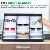 ProSource 18 Slot Sunglasses Organizer Box Stand Display Case/Tray, Fabric Lined & Snap Close ProSource
