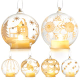 HappySpot 6 Pcs LED Christmas Clear Ball Set Xmas Tree Glass Light up Hanging Decorative Plastic Ornament for Xmas Party Decorations HappySpot