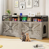 OtterOasis Cat Litter Box Enclosure, Ultra-Large Hidden Litter Box Furniture with Top Opening, Anti-Tipping Fence and 2 Open Drawers, Litter Box Cabinet End Table, Grey OtterOasis