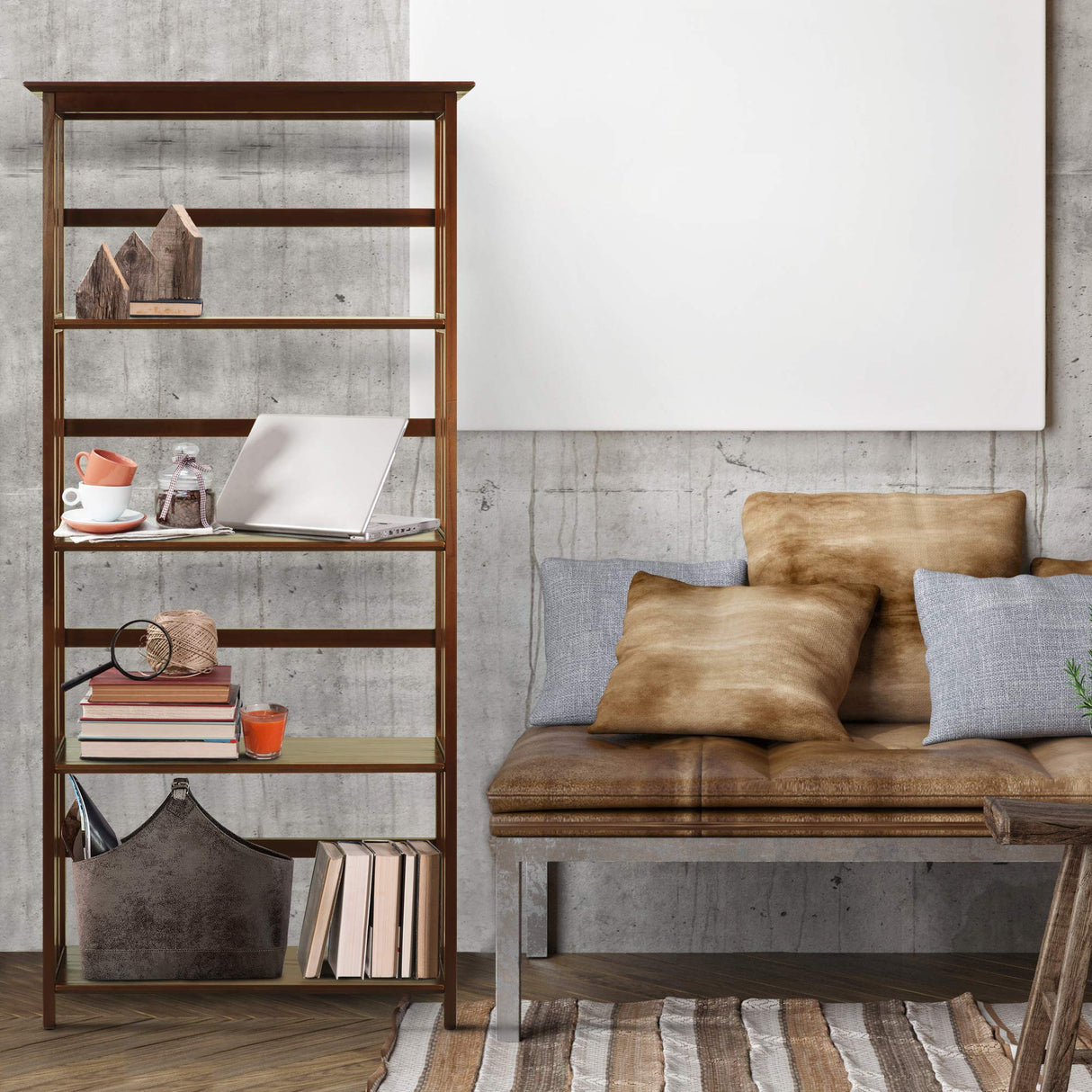 Casual Home Mission Style 5-Shelf Bookcase, Walnut Casual Home