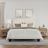 IOILORI Full Size Bed Frame, Velvet Upholstered Platform Bed with Adjustable Tufted Headboard, Sturdy Frame and Slats, No Noiseless, No Box Spring Required, Easy Assembly, Beige IOILORI