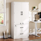 YITAHOME Wood File Cabinets, Heavy Duty Garage Tool Cabinets with Doors & Adjustable Shelves, Big Storage Filing Lockers for Home Office, Living Room, Pantry, Gym, Basement, Warehouse, White YITAHOME